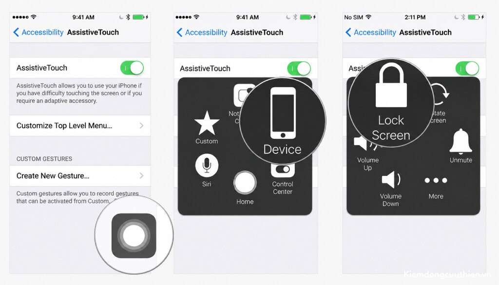 Tắt nguồn iPhone bằng AssistiveTouch
