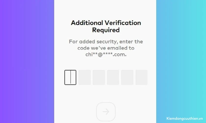 Nhập mã xác nhận được gửi đến email đăng ký game của bạn