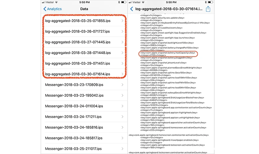 kiểm tra dung lượng pin iPhone