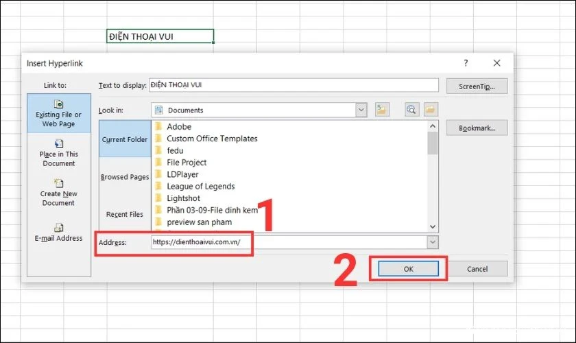 cách tạo siêu liên kết trong excel