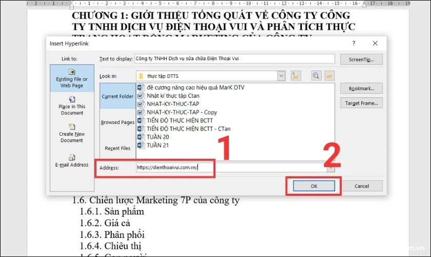 cách tạo siêu liên kết hyperlink trong word