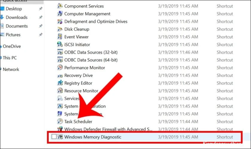 Hộp thoại Administrative Tools hiện ra, bạn ấn chọn tiếp vào Windows Memory Diagnostic
