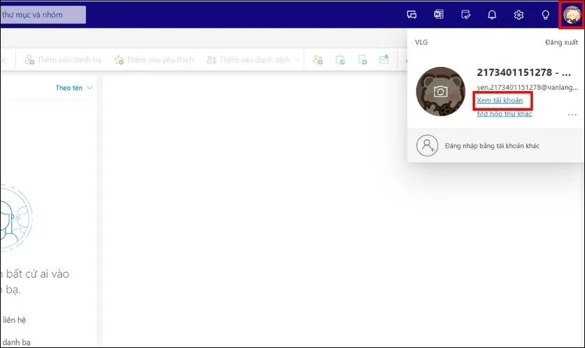 mo-khoa-bitlocker-16 Nhấp vào biểu tượng tài khoản ở góc bên phải trên cùng và chọn Xem tài khoản