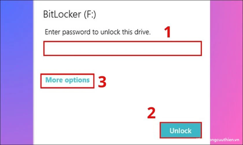 mo-khoa-bitlocker-2 Nhập mật khẩu rồi bấm Unlock để mở khóa
