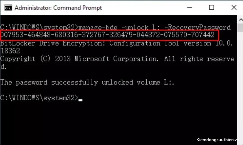 mo-khoa-bitlocker-8 Nhấn Enter để hoàn tất mở khóa BitLocker