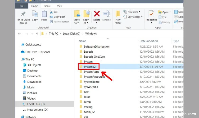 Sau đó chọn thư mục System32