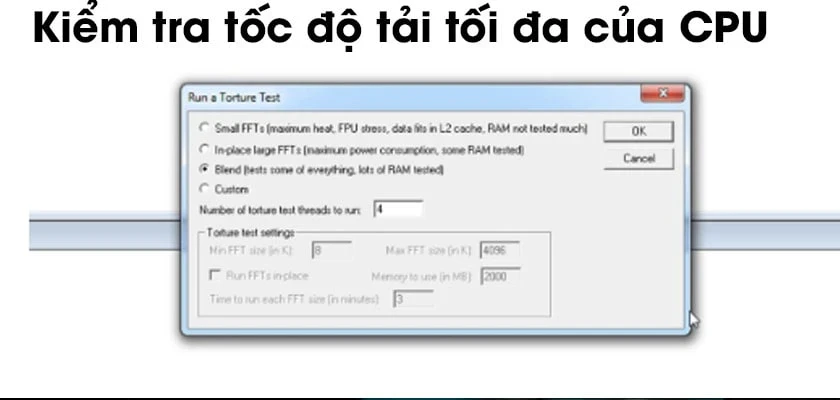 Kiểm tra tốc độ tải tối đa của CPU sau khi ép xung