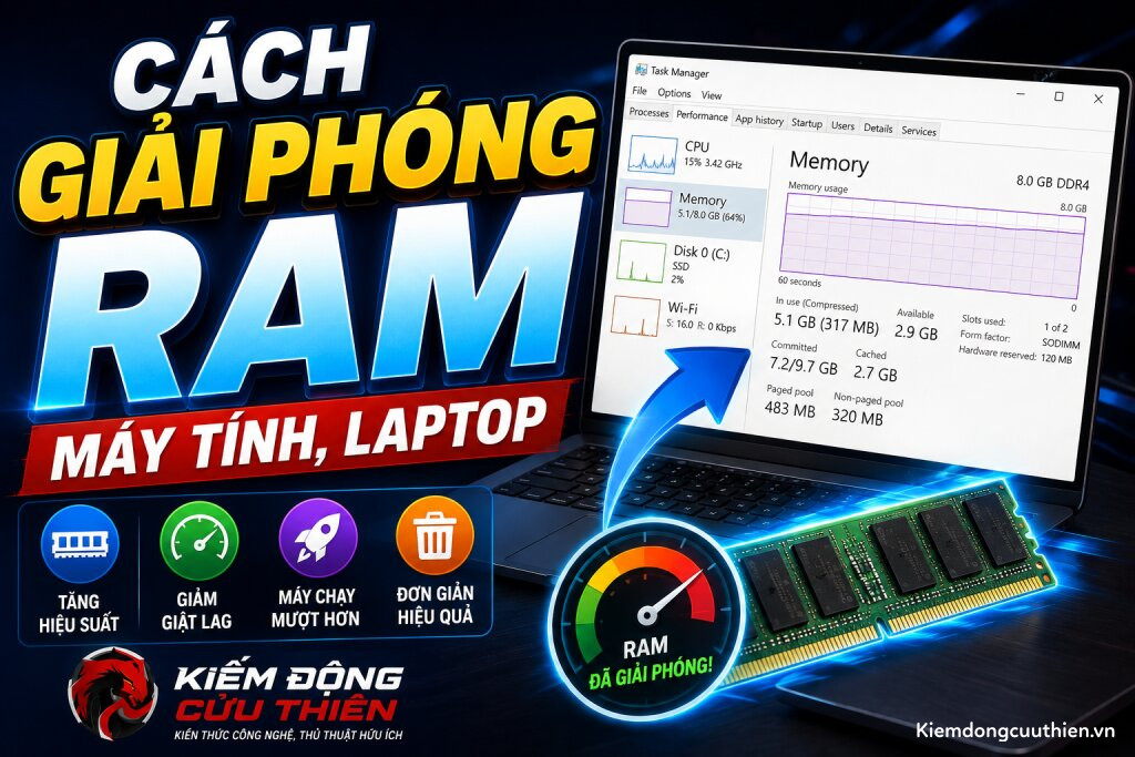 Cách giải phóng RAM máy tính, laptop hiệu quả