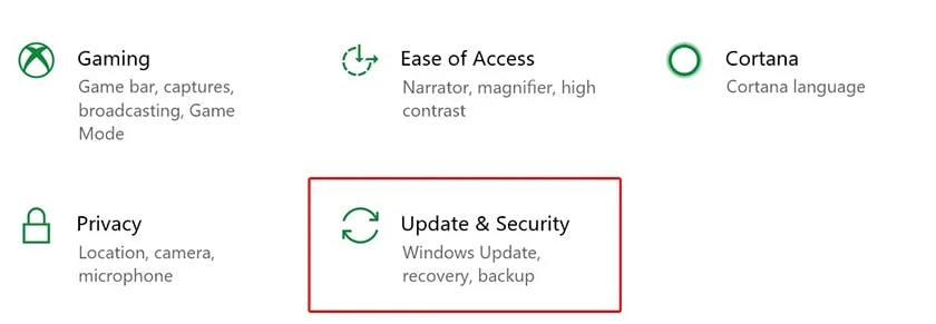 Click Update & Security