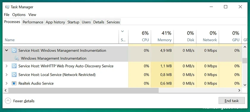 Khắc phục lỗi quá tải CPU 100 % do WMI Provider Host 