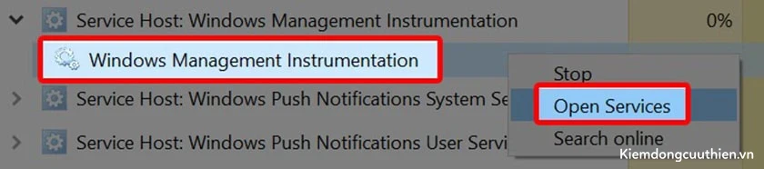 Lỗi quá tải CPU 100% do WMI Provider Host 