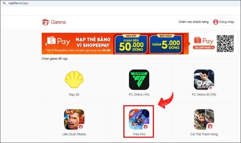 cach-nap-kim-cuong-trong-free-fire-1 Chọn game Free Fire để tiến hành nạp kim cương