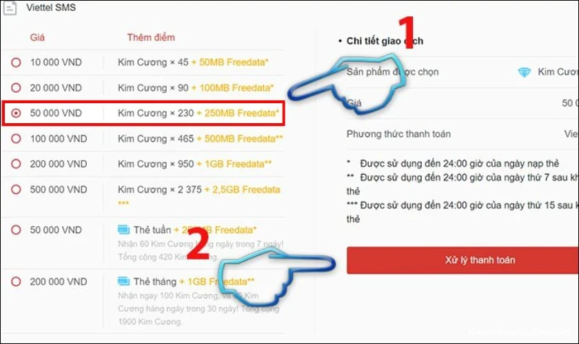 cach-nap-kim-cuong-trong-free-fire-7 Chọn mệnh giá phù hợp với số kim cương nhận được