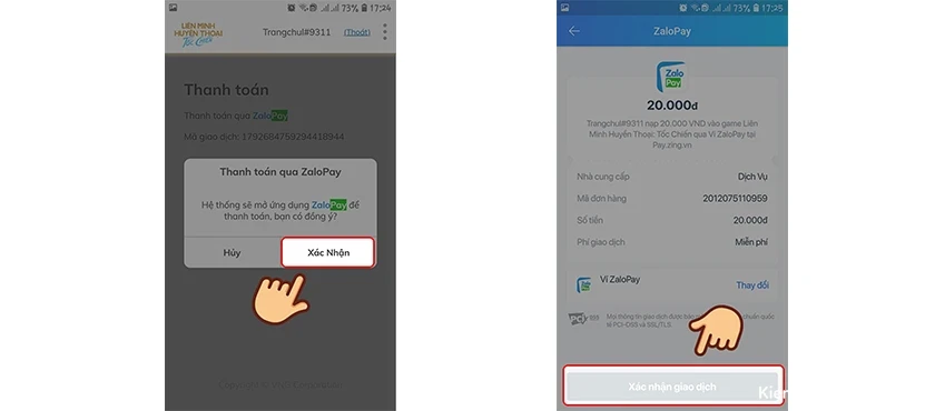 Cách nạp tốc chiến trên Zalo Pay