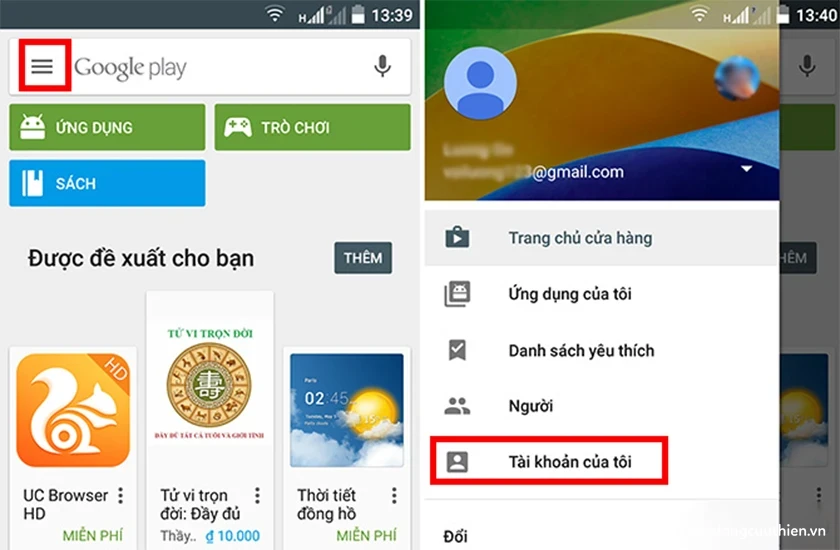 Nạp trên CH Play