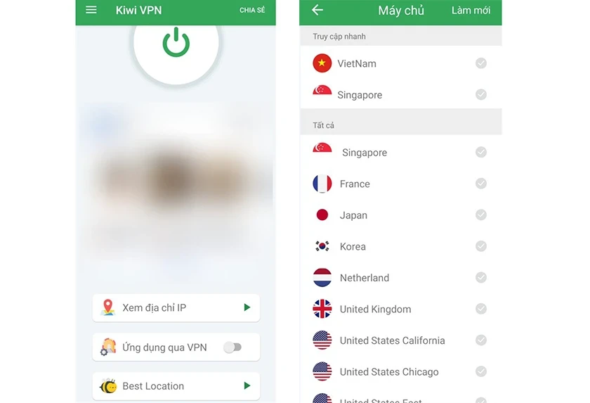 Sử dụng ứng dụng đổi VPN
