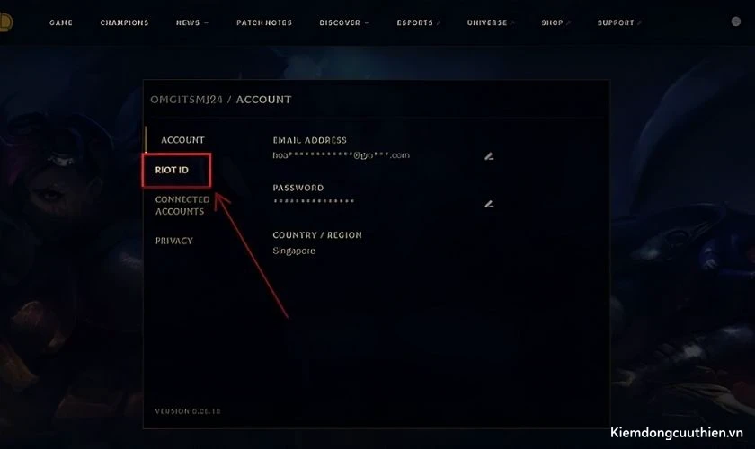 doi-ten-valorant-1 Truy cập vào tài khoản Riot, đến phần Account, nhấn chọn “ID Riot