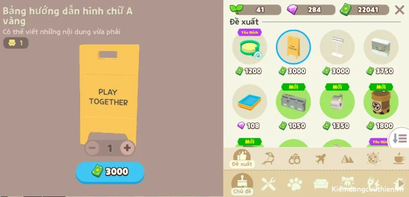 Chọn cửa hàng nội thất hoặc chọn biểu tượng cửa hàng nội thất