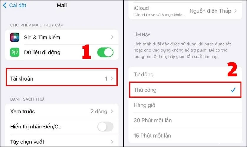 iphone-bi-tut-pin-6 Đặt tùy chọn Thủ công để iPhone không tự động kiểm tra email mới