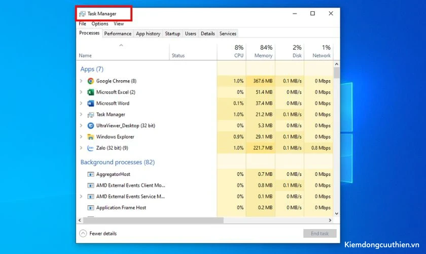 Cách test bằng Task Manager