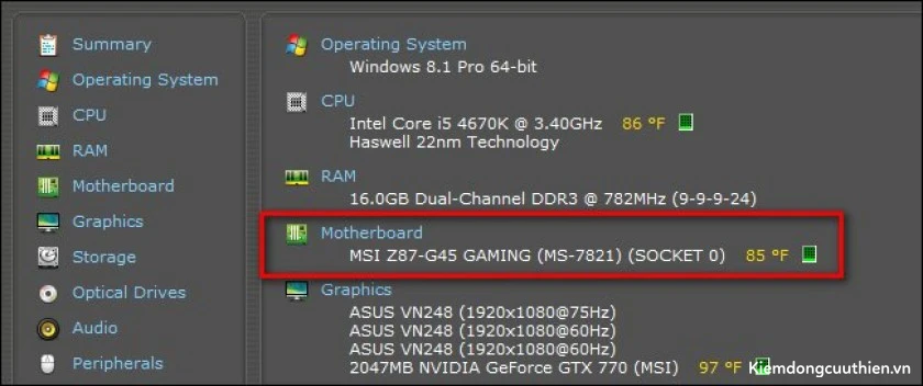 Cách kiểm tra main pc bằng phần mềm Speccy
