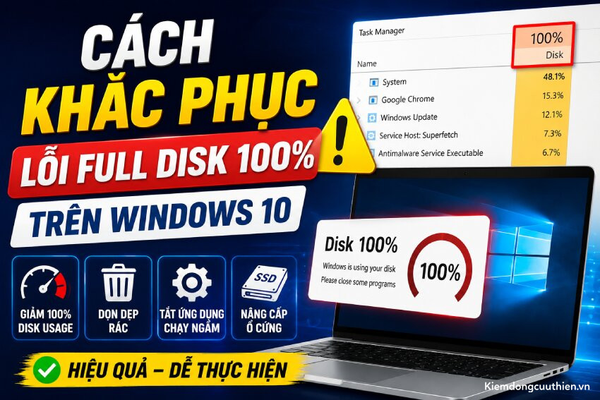 Top 10 Cách khắc phục lỗi Full Disk 100
