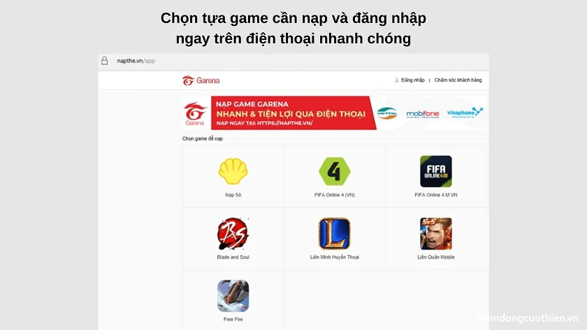 Sửa lỗi nạp the Garena Free Fire
