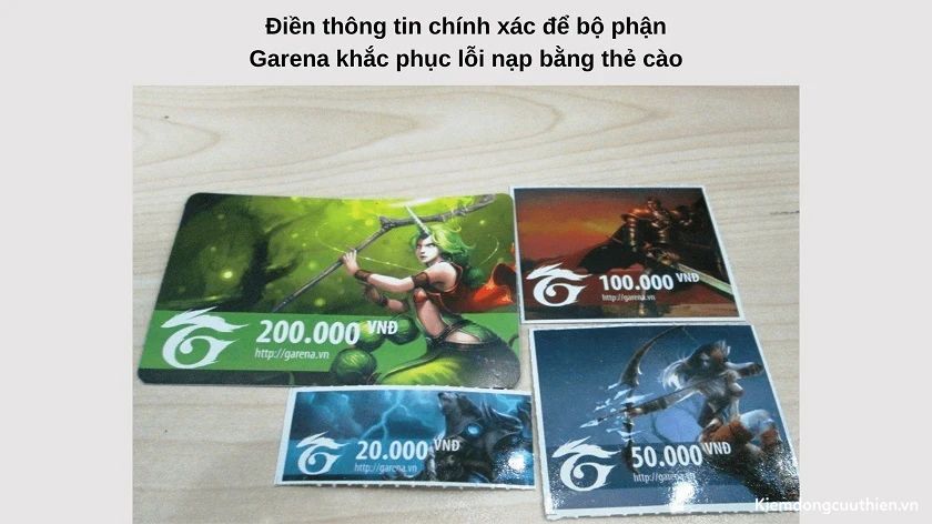 Đối với nạp bằng thẻ Garena