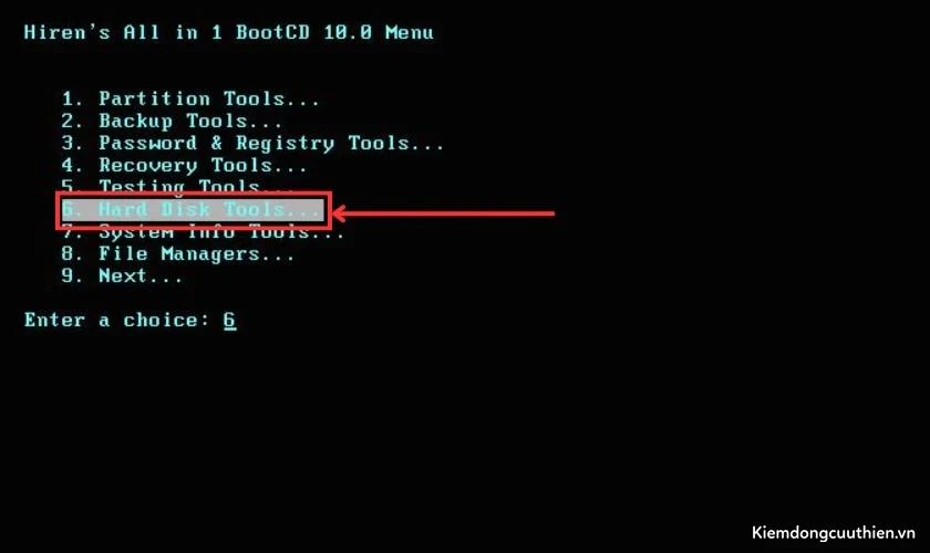 Chọn Hard Disk Tools