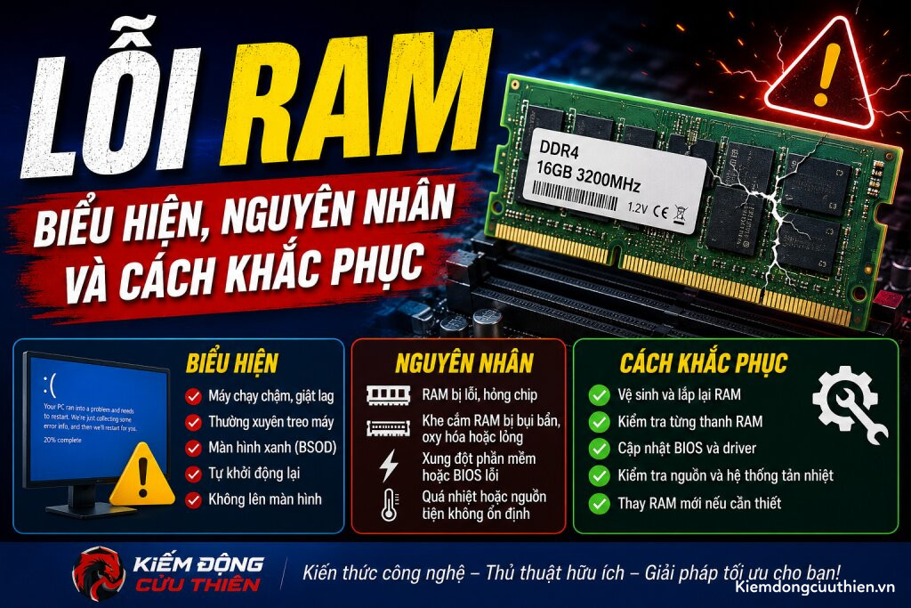 Lỗi RAM: Biểu hiện, nguyên nhân và cách khắc phục