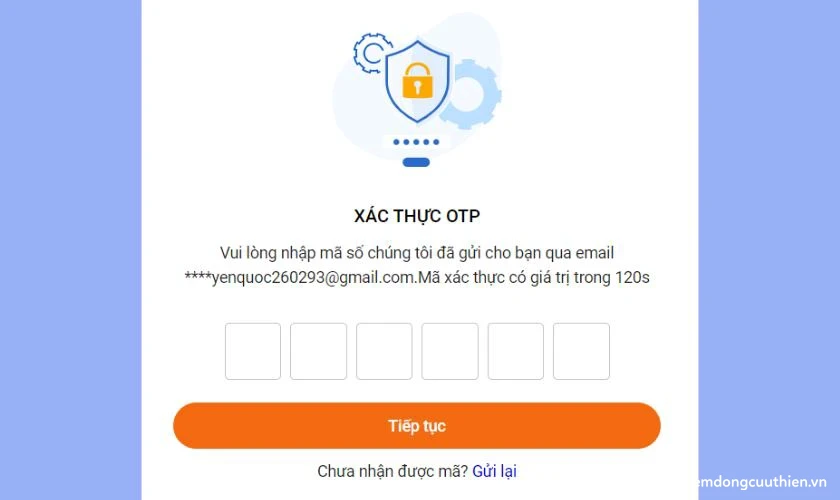 lấy lại mật khẩu bằng mã xác thực otp