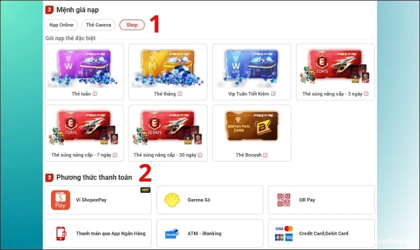 Chọn gói thẻ lên cấp phù hợp