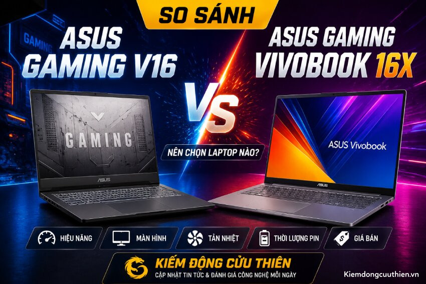 So sánh Asus Gaming V16 và Vivobook 16X