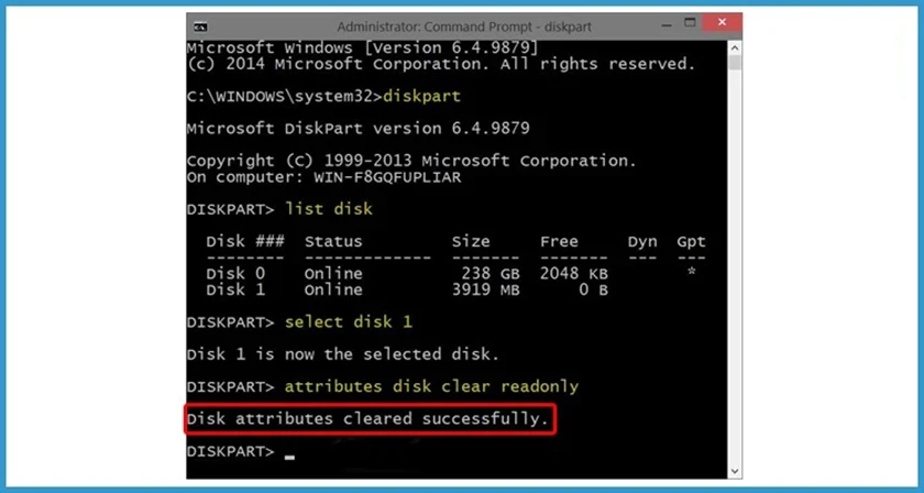 the-disk-is-write-protected-7 Sử dụng CMD để sửa lỗi the disk is write protected trên usb
