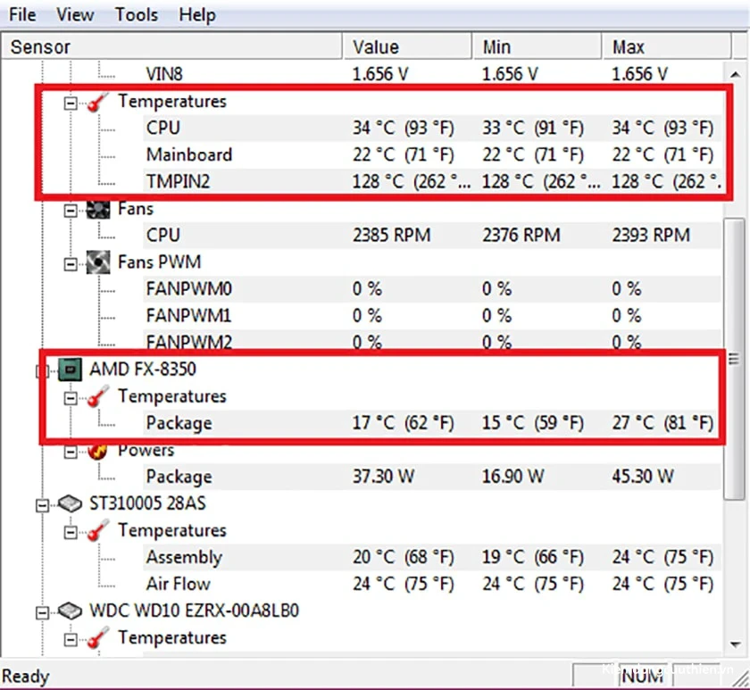 Phần mềm kiểm tra nhiệt độ CPU - CPUID HWMonitor