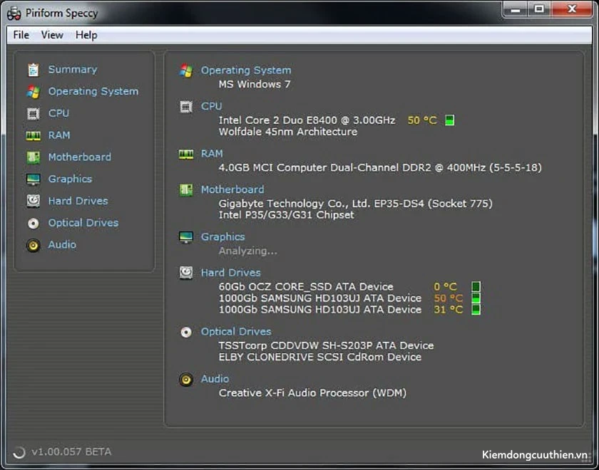 Phần mềm đo nhiệt độ CPU - Speccy