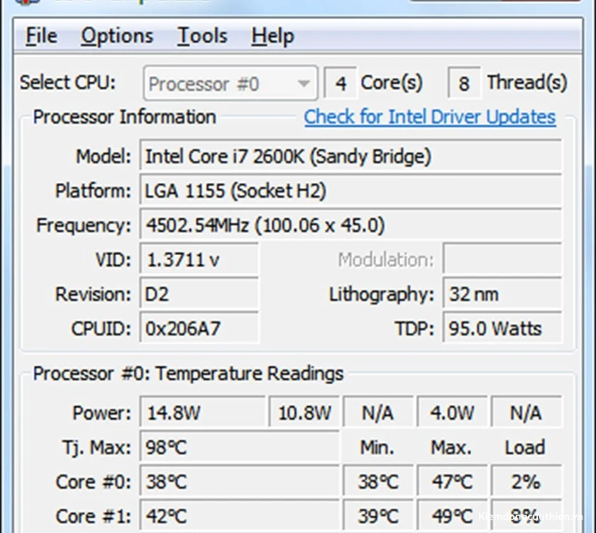 Core Temp - Ứng dụng xem nhiệt độ CPU