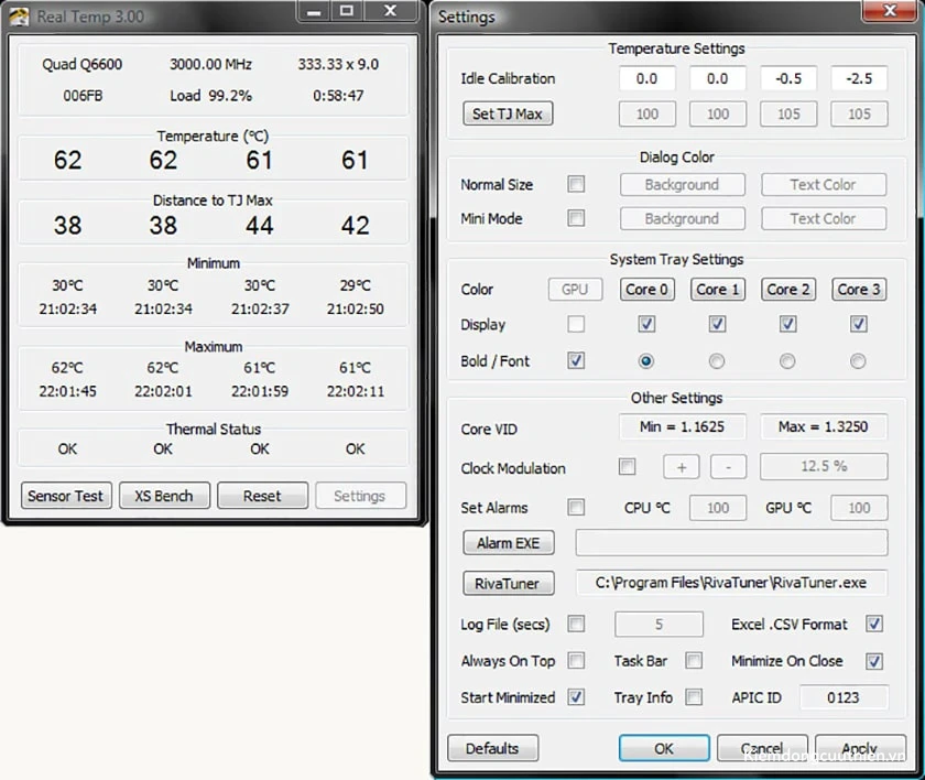 Real Temp - App đo nhiệt độ CPU