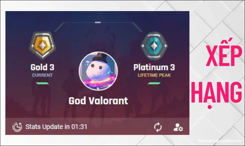 Phần xếp hạng trên Valorant Tracker sẽ hiển thị rõ ràng thứ hạng hiện tại của bạn