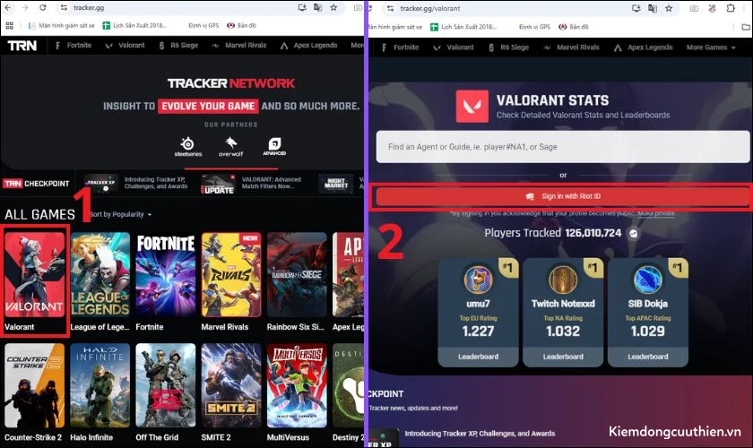 Cách xem chỉ số acc trên Valorant Tracker