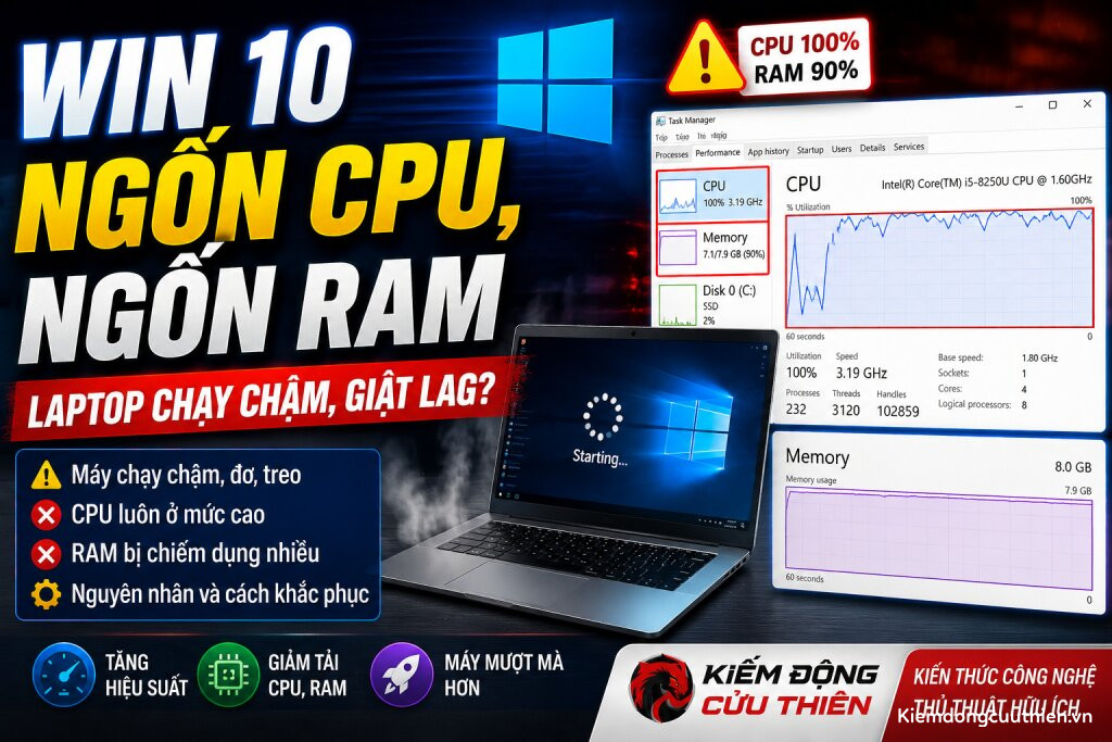 Win 10 ngốn CPU, ngốn RAM laptop