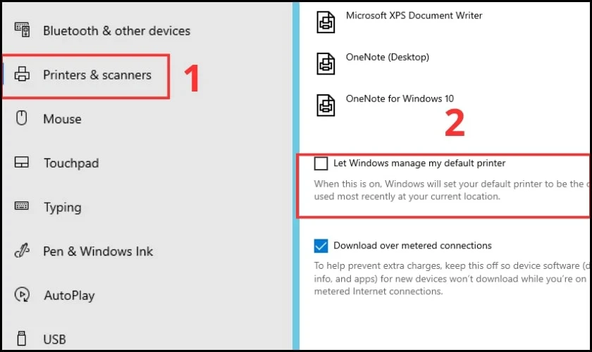 Let Windows manage my default printer