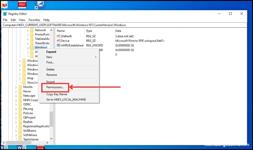 Bạn hãy click chuột phải vào khóa Windows