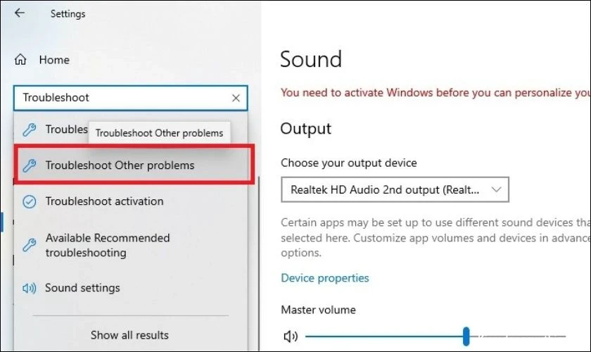 Nhấn vào Troubleshooters Other Proplems