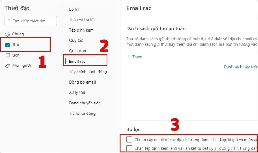 oslgujvhxutojw4bnxhanmp5xndj66wkfcejqqcw Tại đây, nhấp chọn Thư và Email rác