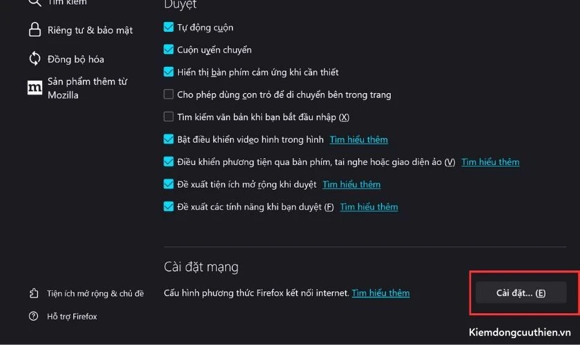 Bạn kéo xuống dưới rồi chọn Cài đặt Proxy