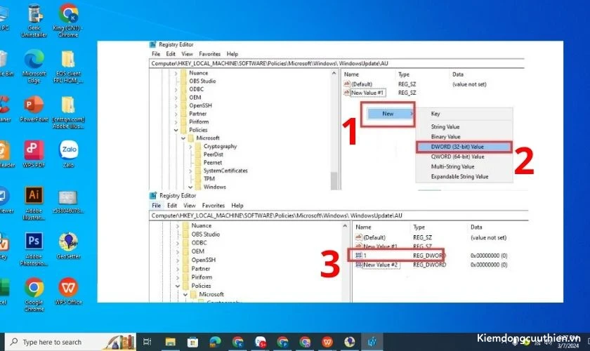 Để giá trị DWORD (32-bit) thành 1