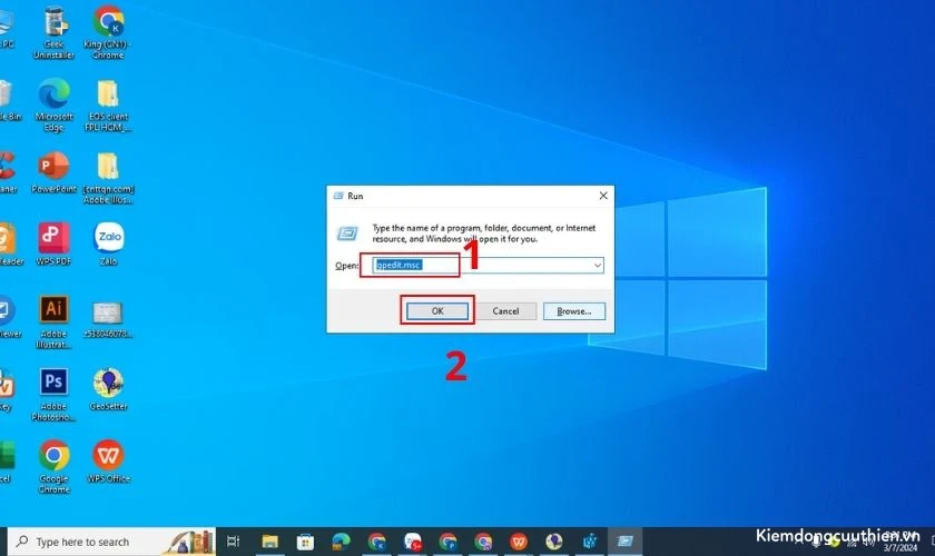 NHập câu lệnh và ấn OK để mở file mà bạn đang cần để tắt update Window 11