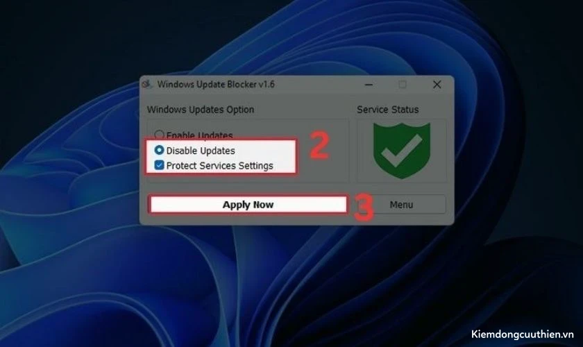 Chọn Apply Now để tắt cập nhật Windows 11