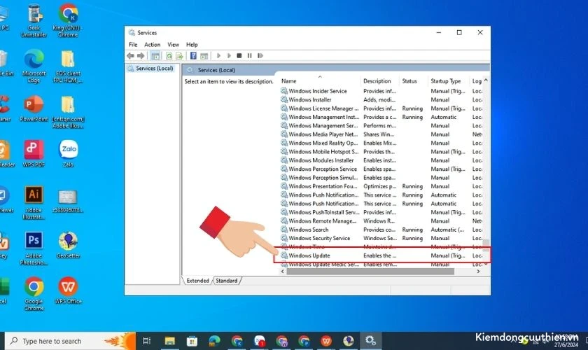 Mở cửa sổ thuộc tính bằng cách nhấp đúp vào Windows Update